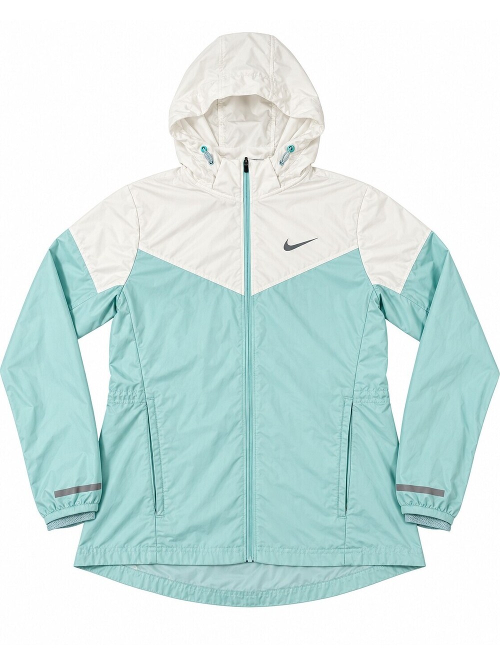 Nike Women's Running Windbreaker Jacket Aqua and White Medium